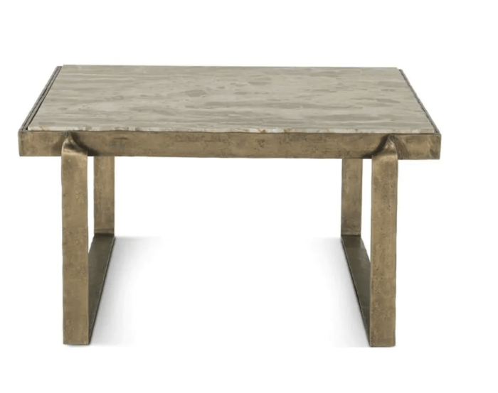 Home Trends & Designs Argos 32" Coffee Table with Marble and Antique Brass - Image 2